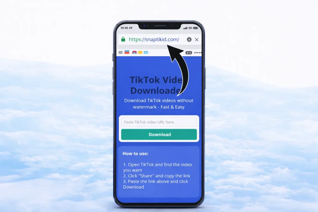 SnapTik – TikTok Video Downloader Without Watermark (Fast, Free & HD) 2 OPen snaptik website