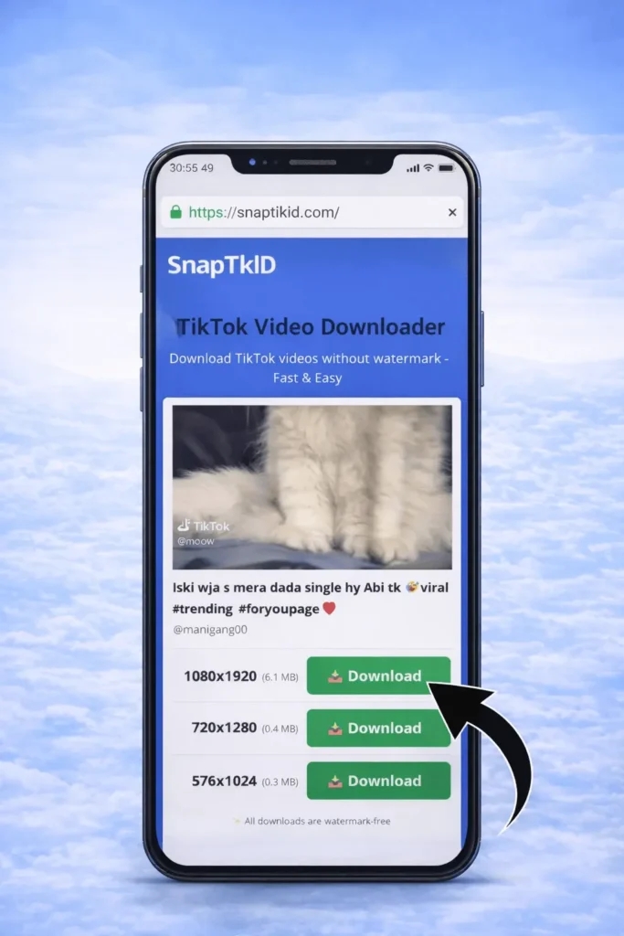 SnapTik – TikTok Video Downloader Without Watermark (Fast, Free & HD) 4 click on the download buton