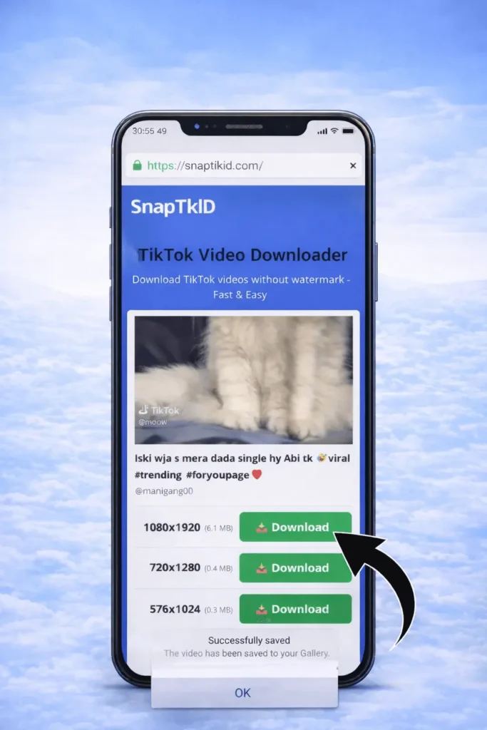SnapTik – TikTok Video Downloader Without Watermark (Fast, Free & HD) 5 Save the video as per your choice